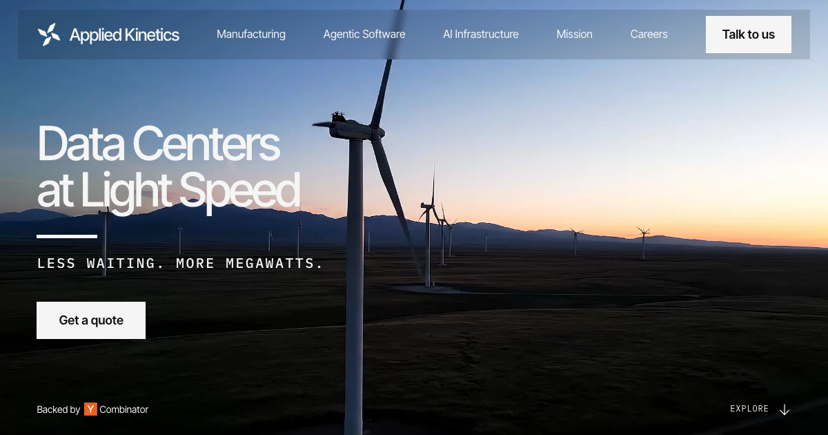 Applied Kinetics homepage, Data centers at light speed